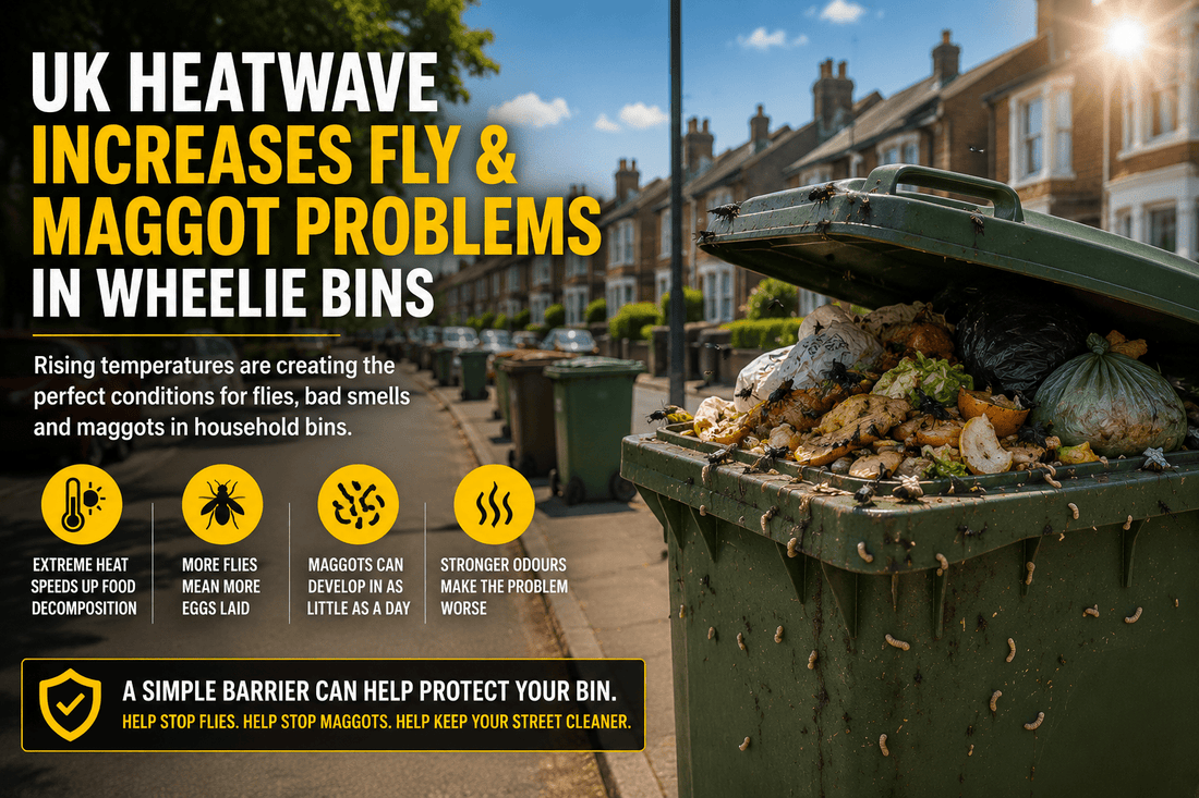 UK Heatwave Increases the Risk of Flies and Maggots in Wheelie Bins - Enviro Bin Cap