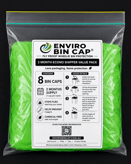 2 Month Econo Shipper Pack – 8 Bin Caps - Fly Proof Wheelie Bin Cover