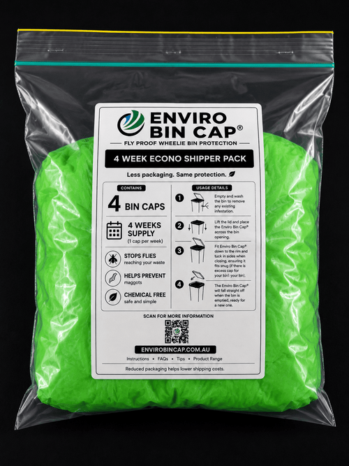 4 Week Econo Shipper Pack – 4 Bin Caps - Fly Proof Wheelie Bin Cover