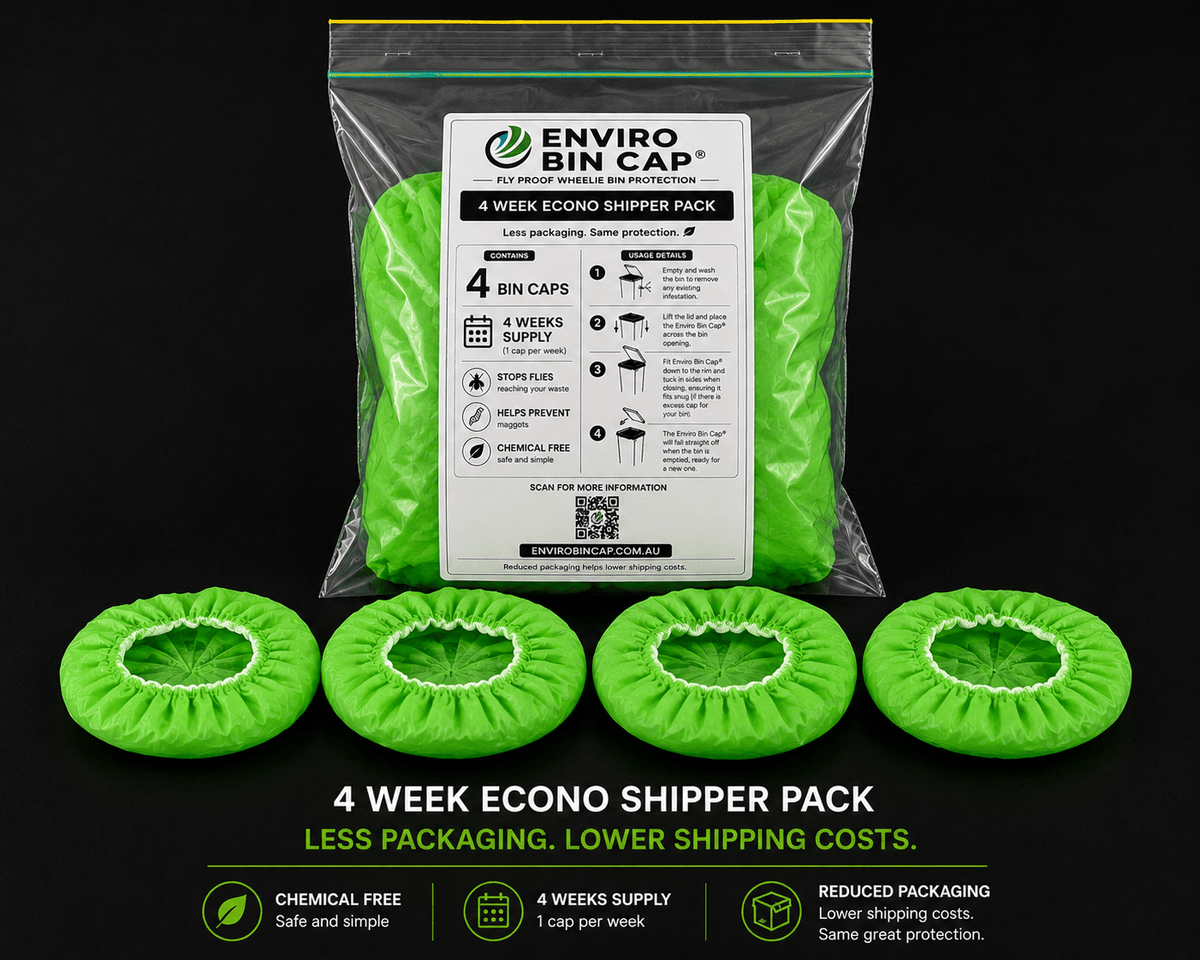 4 Week Econo Shipper Pack – 4 Bin Caps - Fly Proof Wheelie Bin Cover