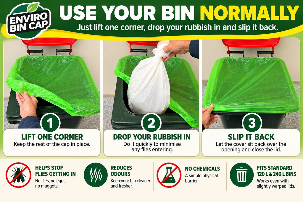 Enviro Bin Cap – Econo Best Value | 8 Bin Caps - Fly Proof Wheelie Bin Cover