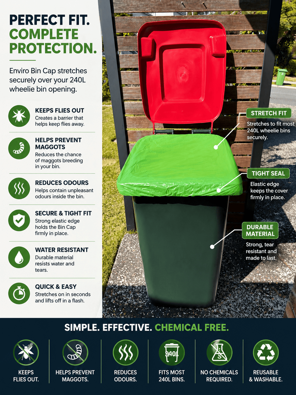 Enviro Bin Cap - Full Carton (20 Bin Caps) - Fly Proof Wheelie Bin Cover