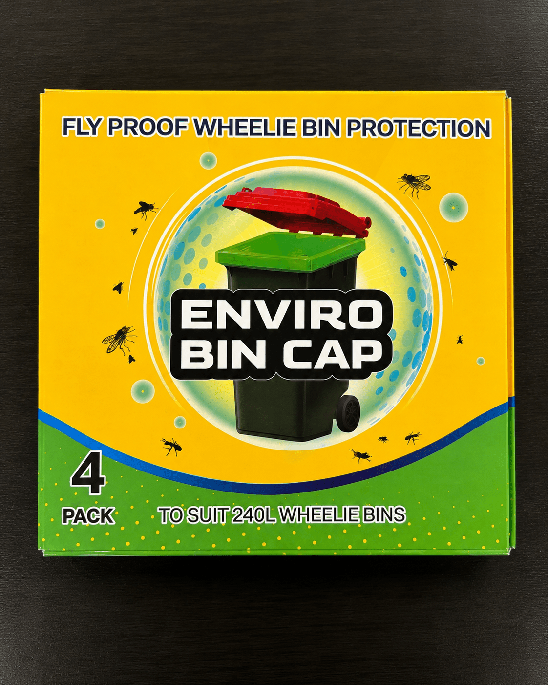 Enviro Bin Cap - Single Box (4 Bin Caps) - Fly Proof Wheelie Bin Cover